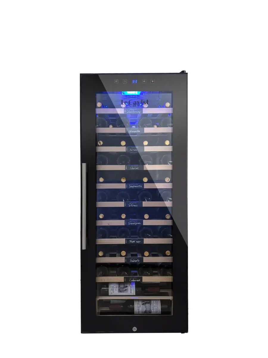 LECAVIST 76 Bottle Wine Cabinet Single Zone Black Full Shelves LCS100VNFS - Freestanding - Lecavist