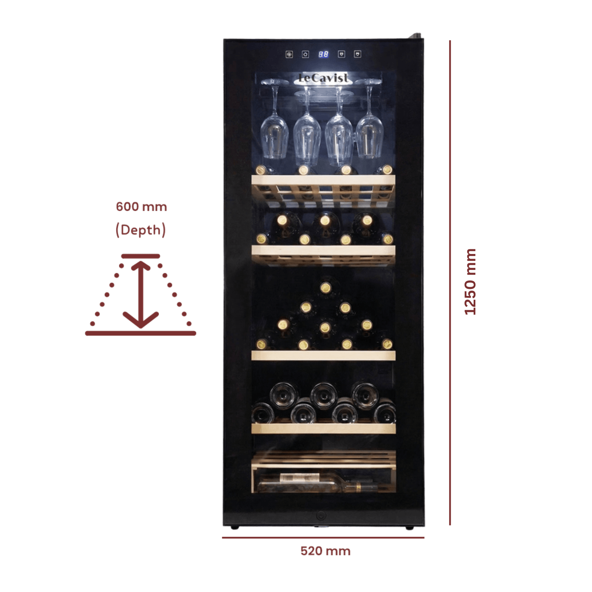 LECAVIST - 97 Bottle - Single Zone - Black Wine Cabinet (LCS100VN) - LeCavist NZ