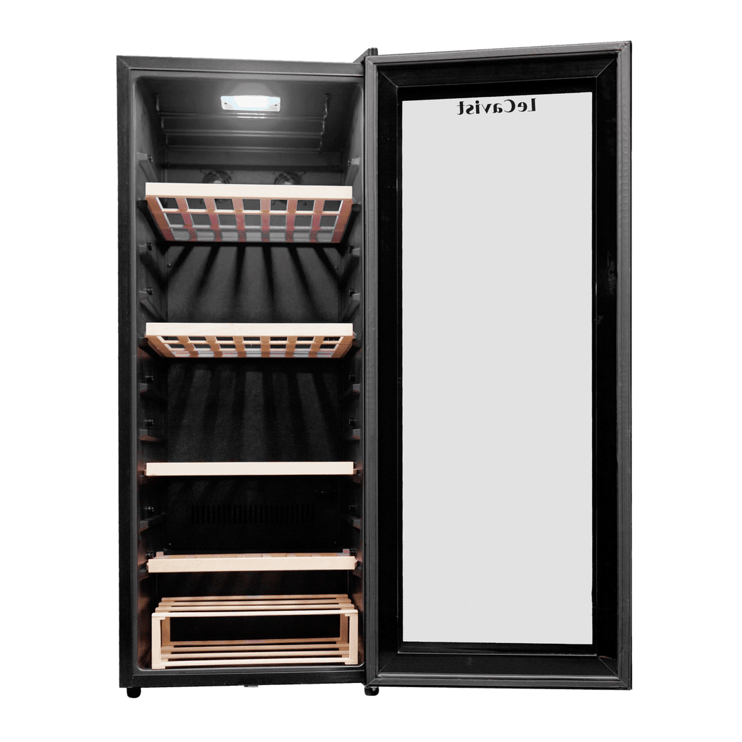PRODUCT: LECAVIST Wine Cabinet - 97 Bottle - Single Zone - Freestanding - Black (LCS100VN) PRE-ORDER - Freestanding - LeCavist Wine Cabinets