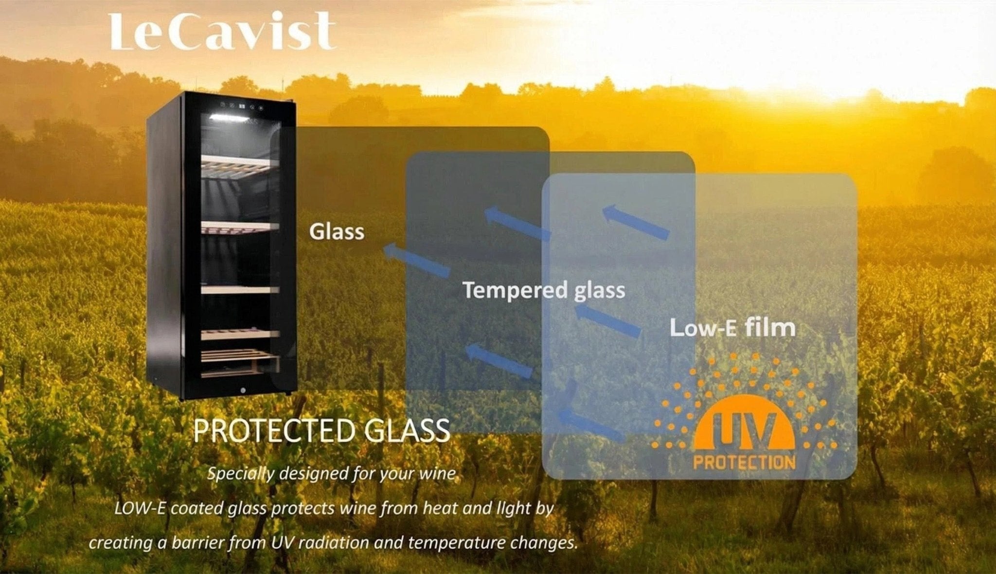 LECAVIST - 97 Bottle - Single Zone - Black Wine Cabinet (LCS100VN) - LeCavist NZ