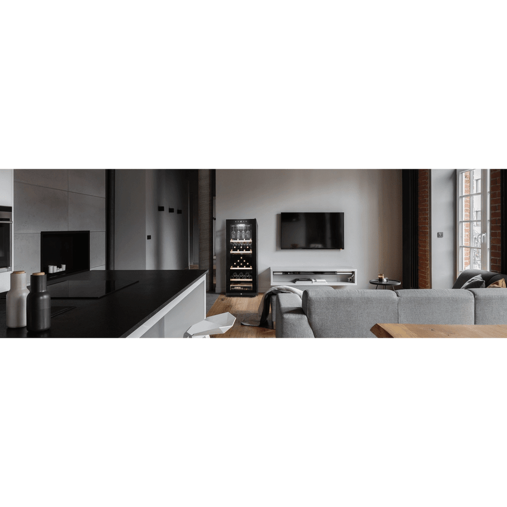 LIFESTYLE: LECAVIST Wine Cabinet - 97 Bottle - Single Zone - Freestanding - Black (LCS100VN) PRE-ORDER - Freestanding - LeCavist Wine Cabinets