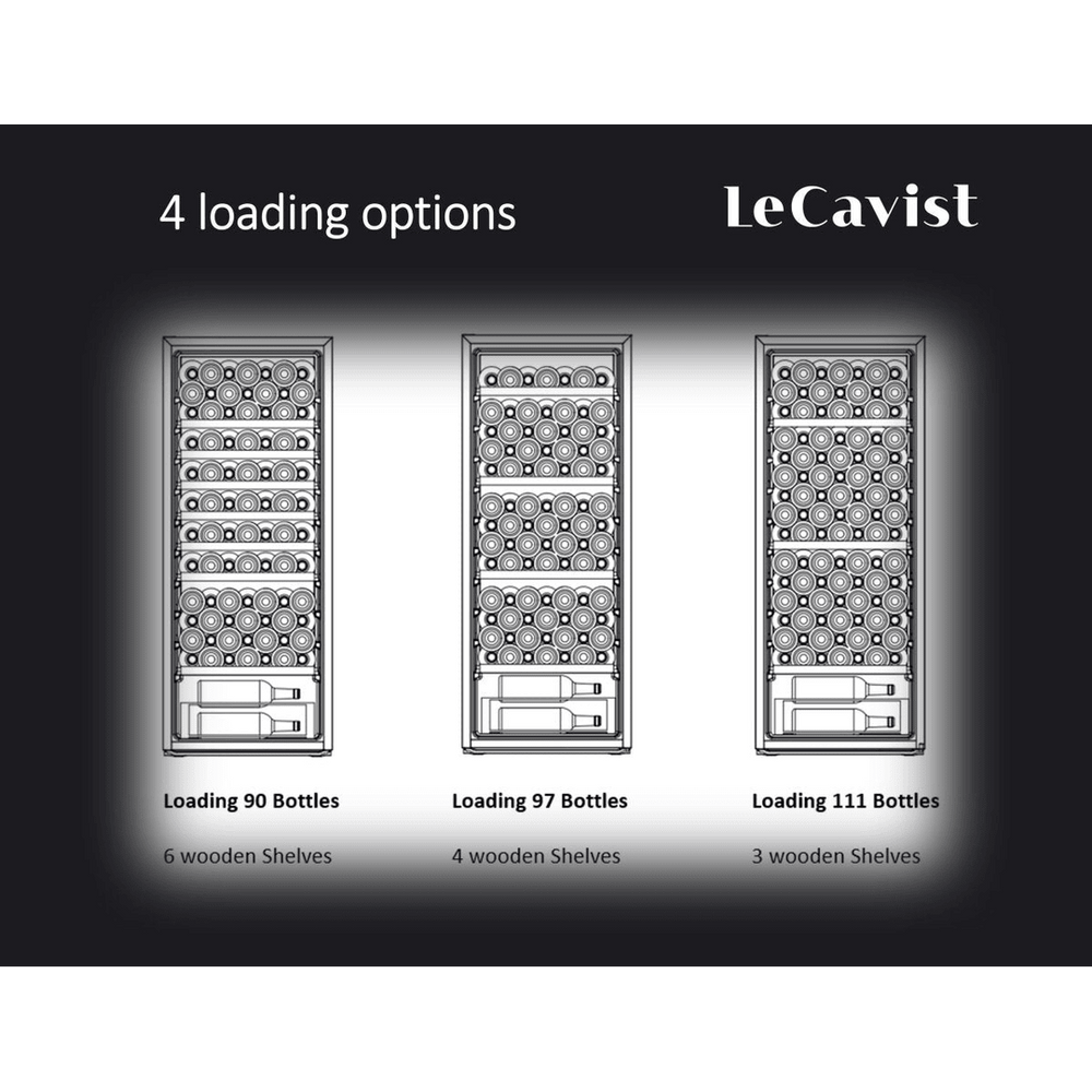 DETAILS: LECAVIST Wine Cabinet - 97 Bottle - Single Zone - Freestanding - Black (LCS100VN) PRE-ORDER - Freestanding - LeCavist Wine Cabinets