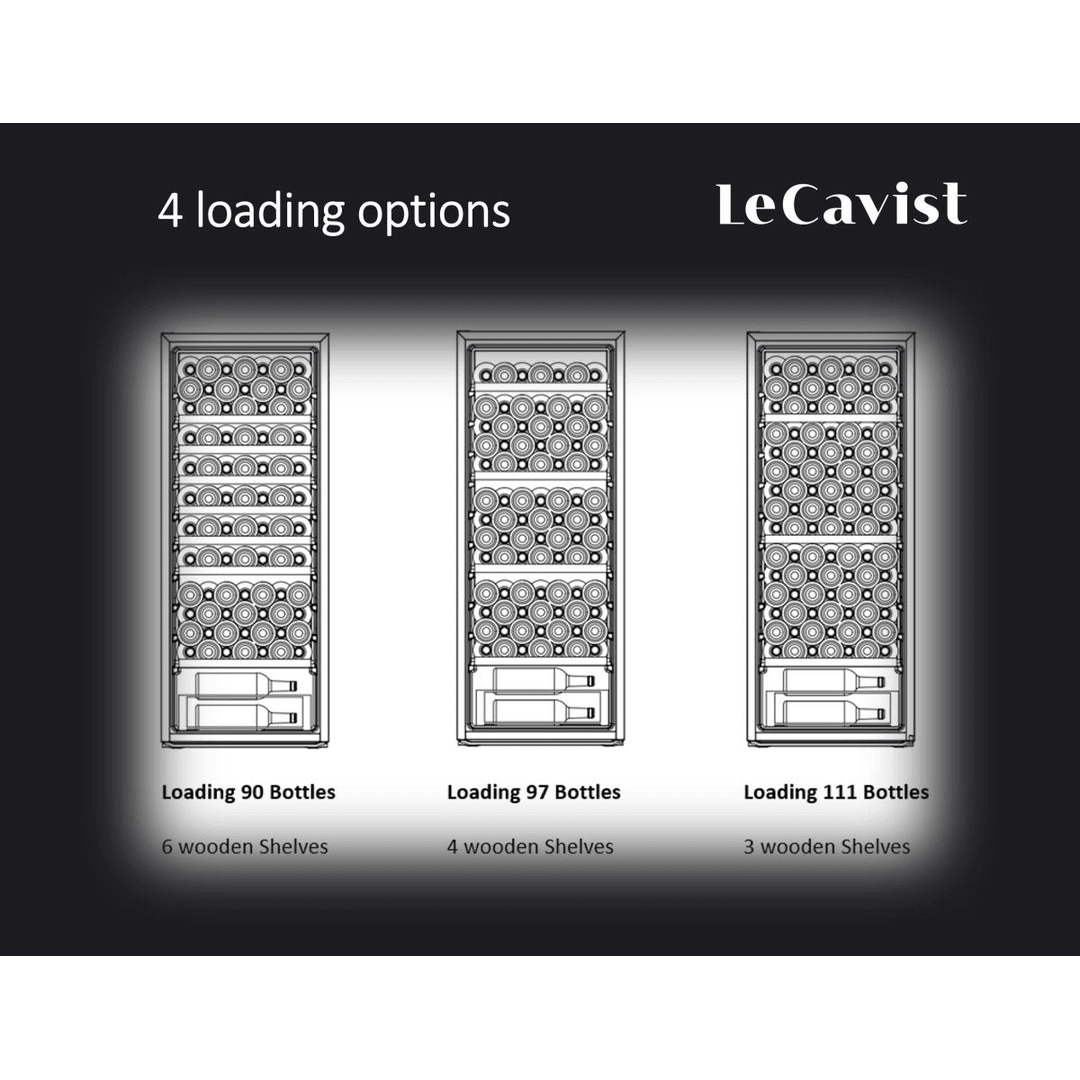 DETAILS: LECAVIST Wine Cabinet - 97 Bottle - Single Zone - Freestanding - Black (LCS100VN) PRE-ORDER - Freestanding - LeCavist Wine Cabinets