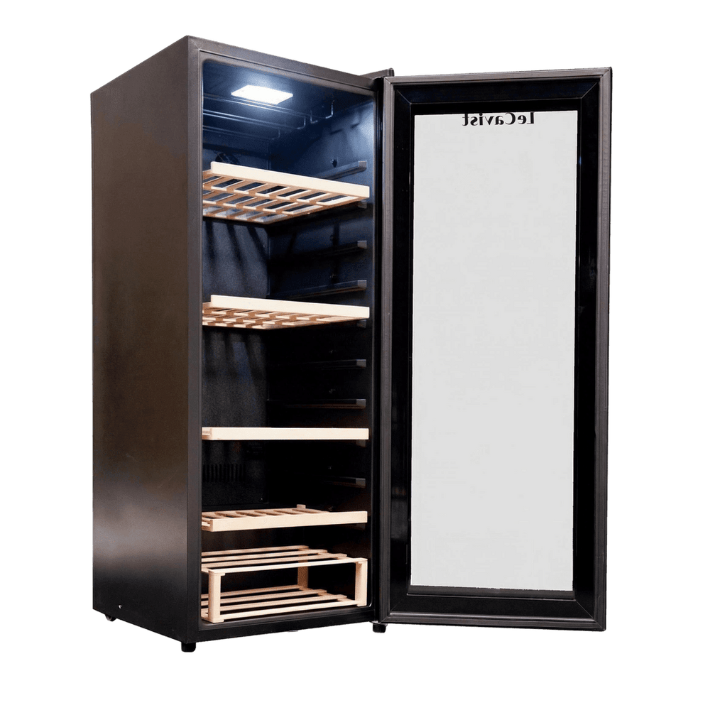 PRODUCT: LECAVIST Wine Cabinet - 97 Bottle - Single Zone - Freestanding - Black (LCS100VN) PRE-ORDER - Freestanding - LeCavist Wine Cabinets