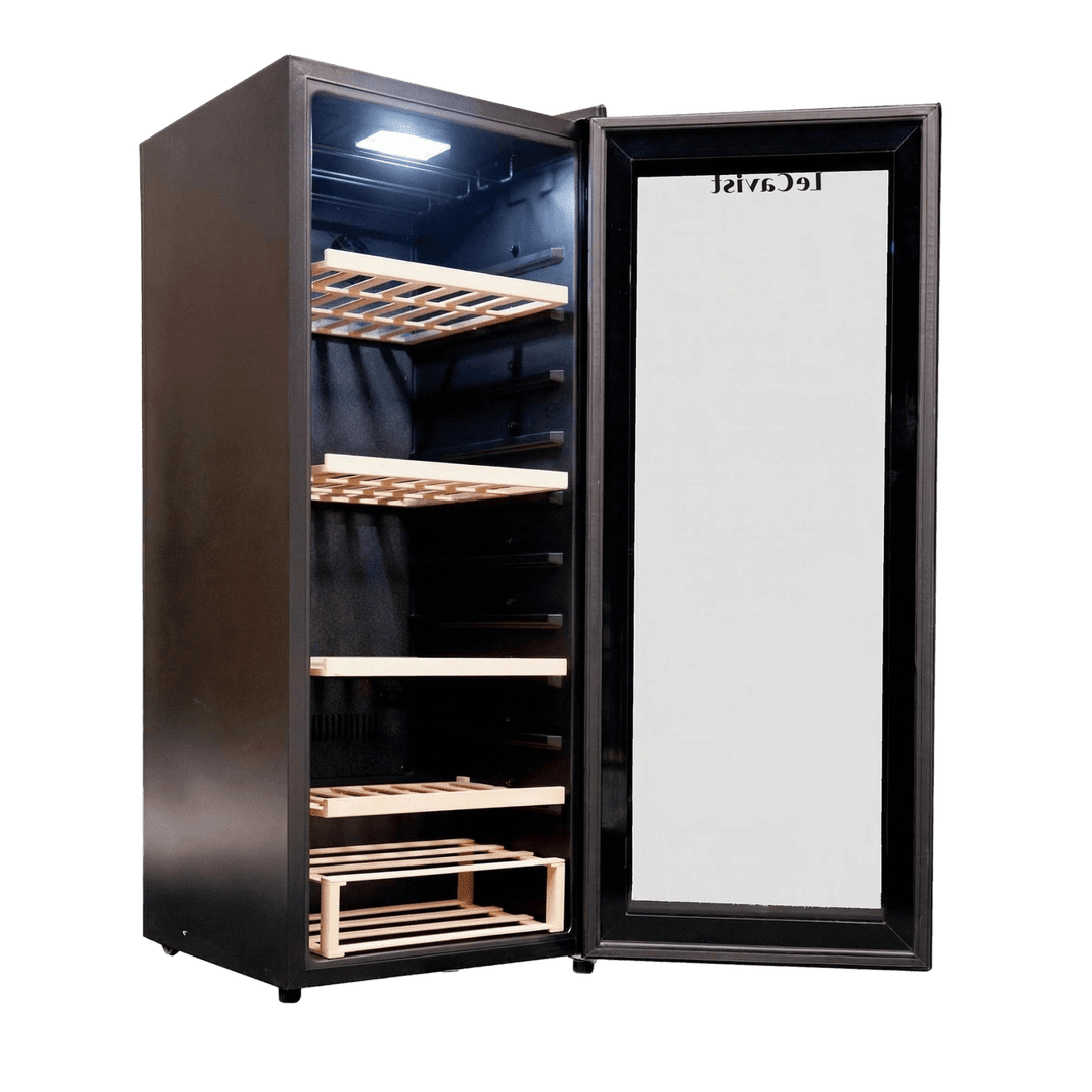 PRODUCT: LECAVIST Wine Cabinet - 97 Bottle - Single Zone - Freestanding - Black (LCS100VN) PRE-ORDER - Freestanding - LeCavist Wine Cabinets