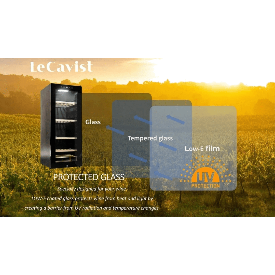 DETAILS: LECAVIST Wine Cabinet - 97 Bottle - Single Zone - Freestanding - Black (LCS100VN) PRE-ORDER - Freestanding - LeCavist Wine Cabinets