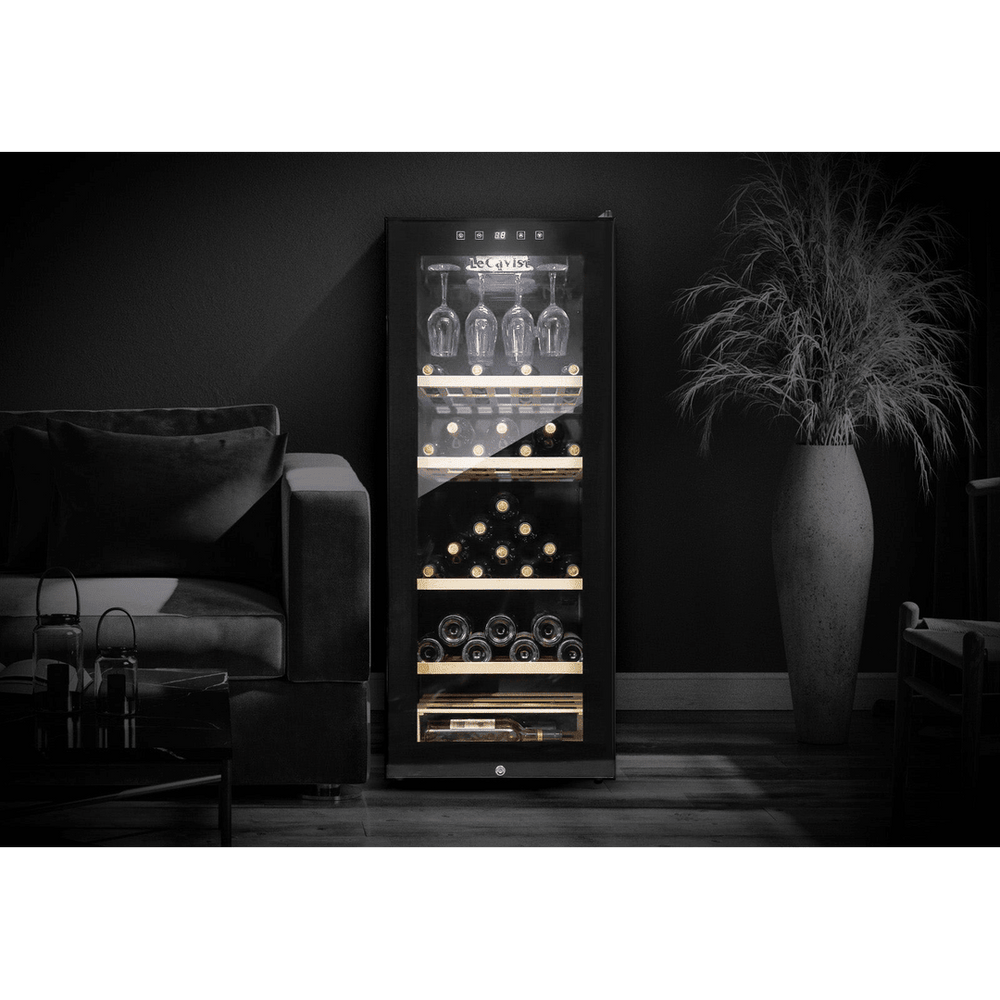 LIFESTYLE: LECAVIST Wine Cabinet - 97 Bottle - Single Zone - Freestanding - Black (LCS100VN) PRE-ORDER - Freestanding - LeCavist Wine Cabinets