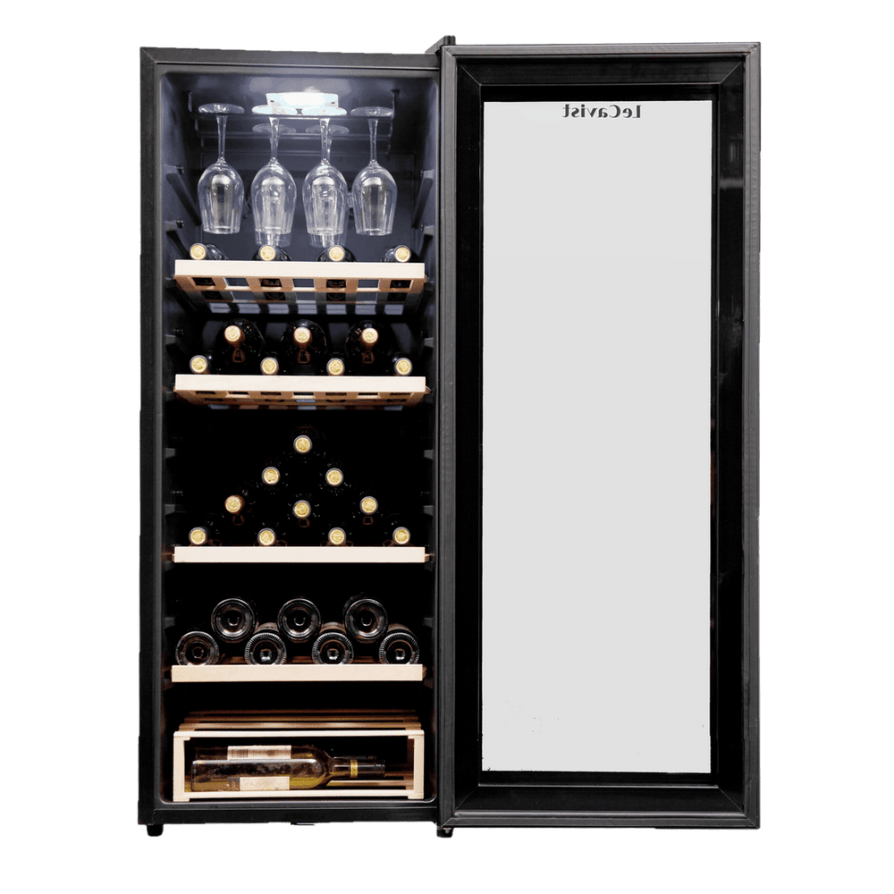 PRODUCT: LECAVIST Wine Cabinet - 97 Bottle - Single Zone - Freestanding - Black (LCS100VN) PRE-ORDER - Freestanding - LeCavist Wine Cabinets