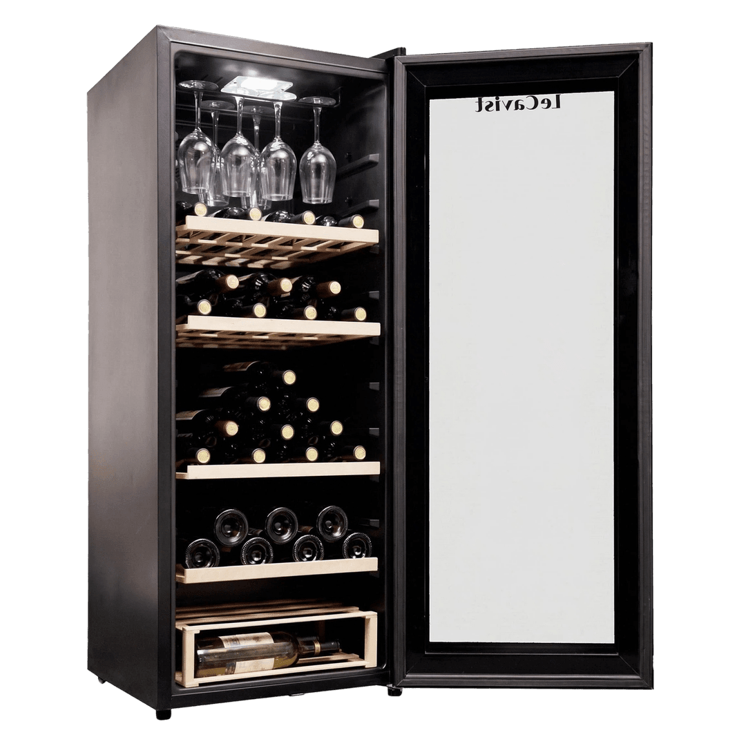 PRODUCT: LECAVIST Wine Cabinet - 97 Bottle - Single Zone - Freestanding - Black (LCS100VN) PRE-ORDER - Freestanding - LeCavist Wine Cabinets