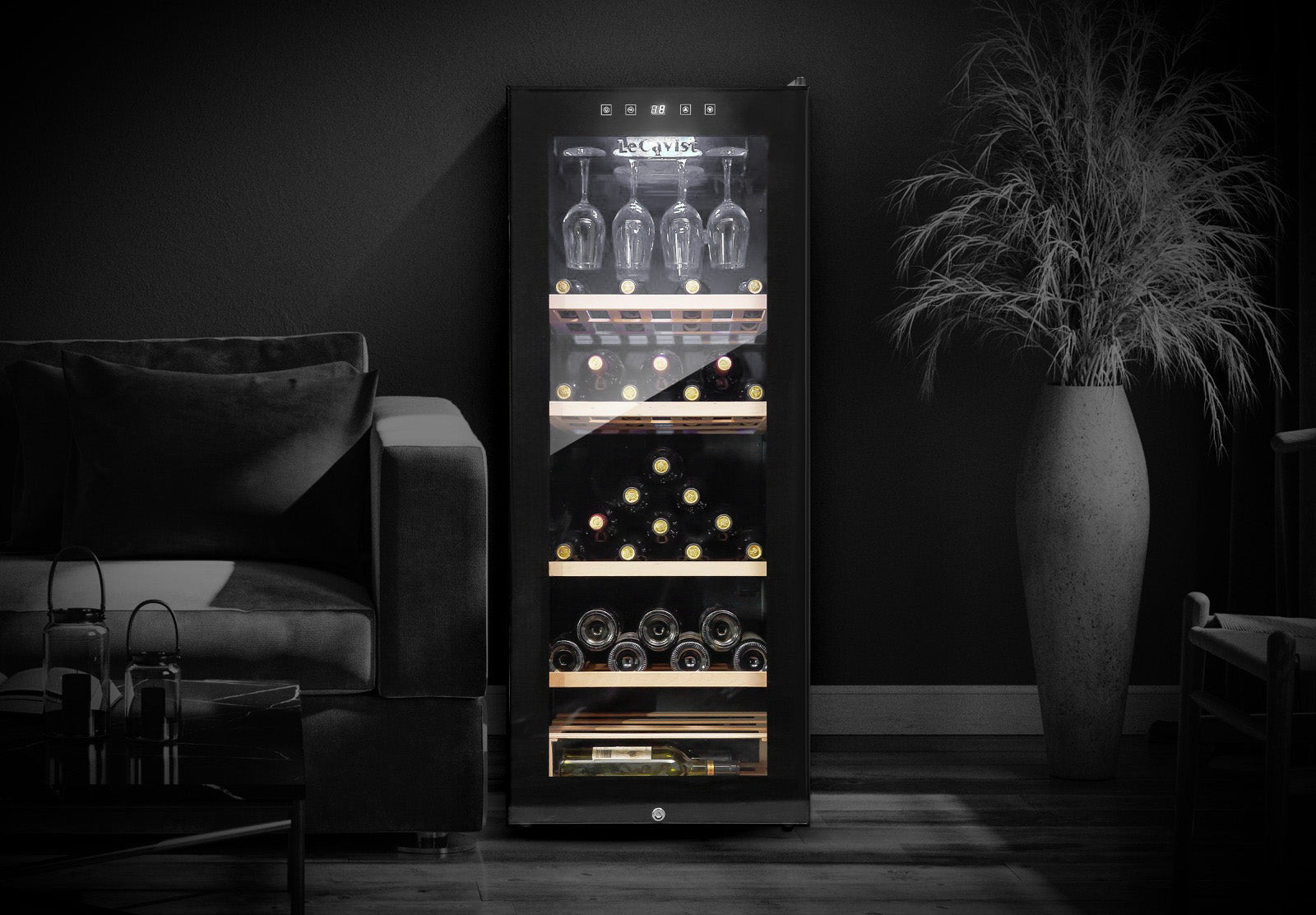 LECAVIST - 97 Bottle - Single Zone - Black Wine Cabinet (LCS100VN) - LeCavist NZ