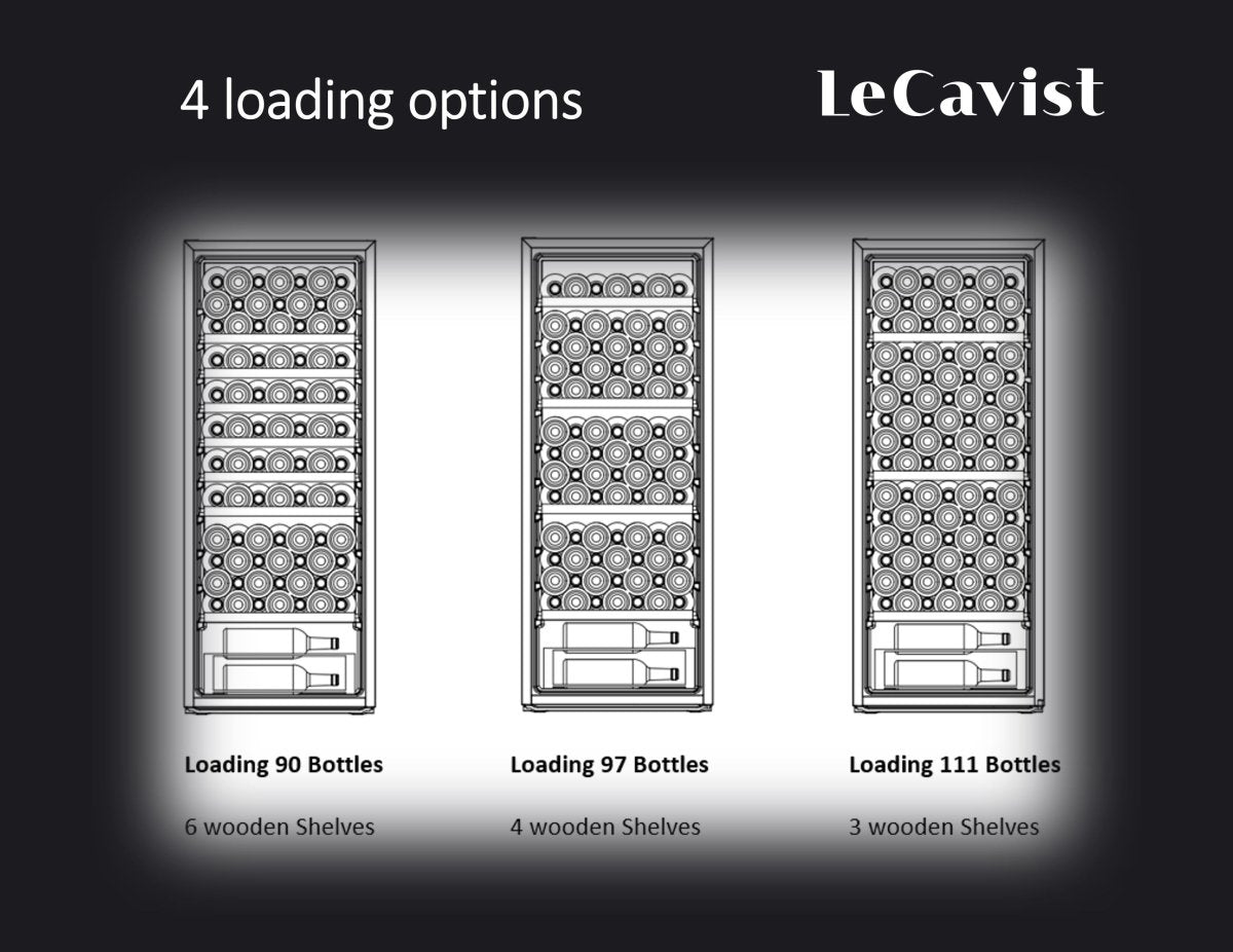 LECAVIST 97 Bottle Wine Cabinet Single Zone Black LCS100VN - Freestanding - Lecavist
