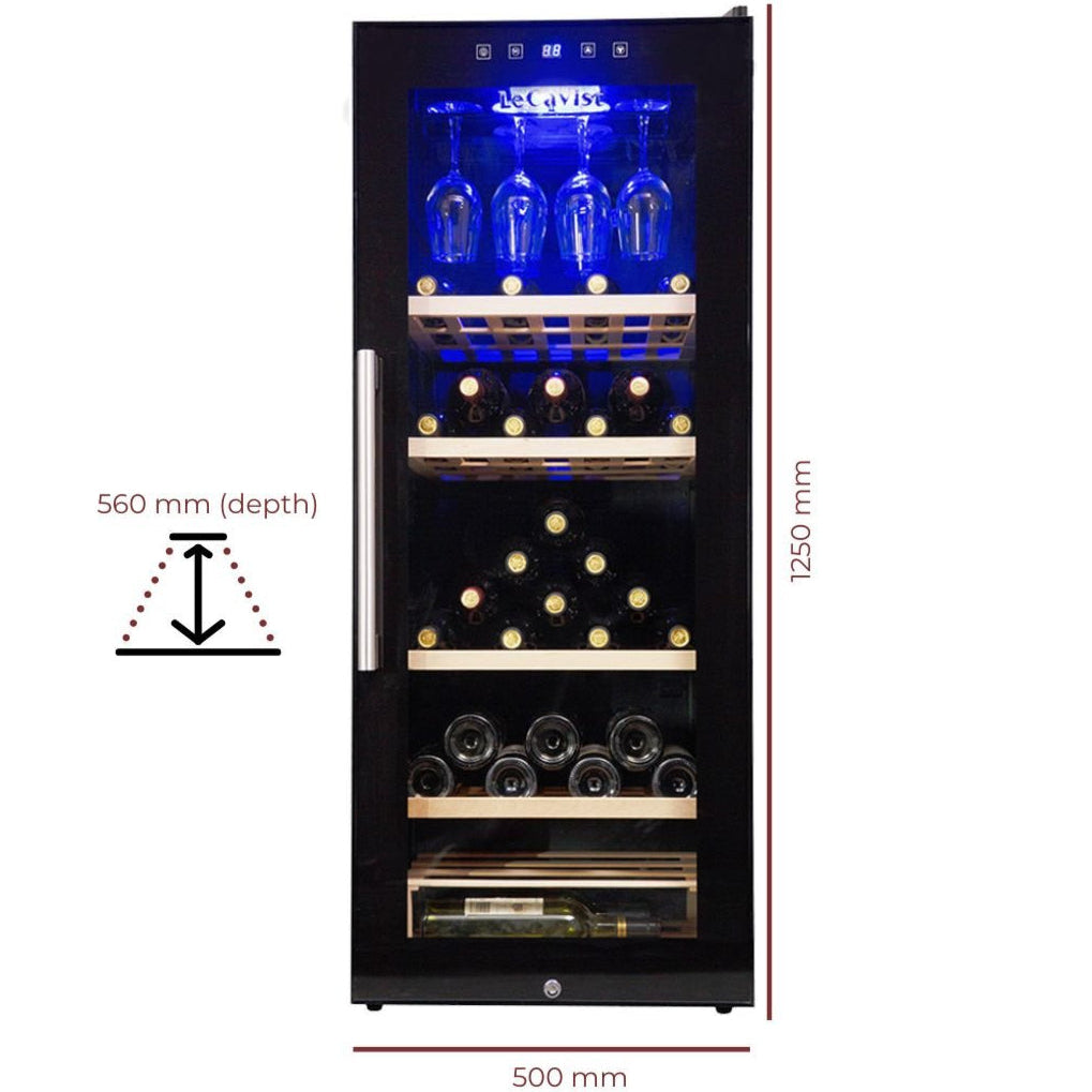 LECAVIST 97 Bottle Wine Cabinet Single Zone Black LCS100VN - Freestanding - Lecavist