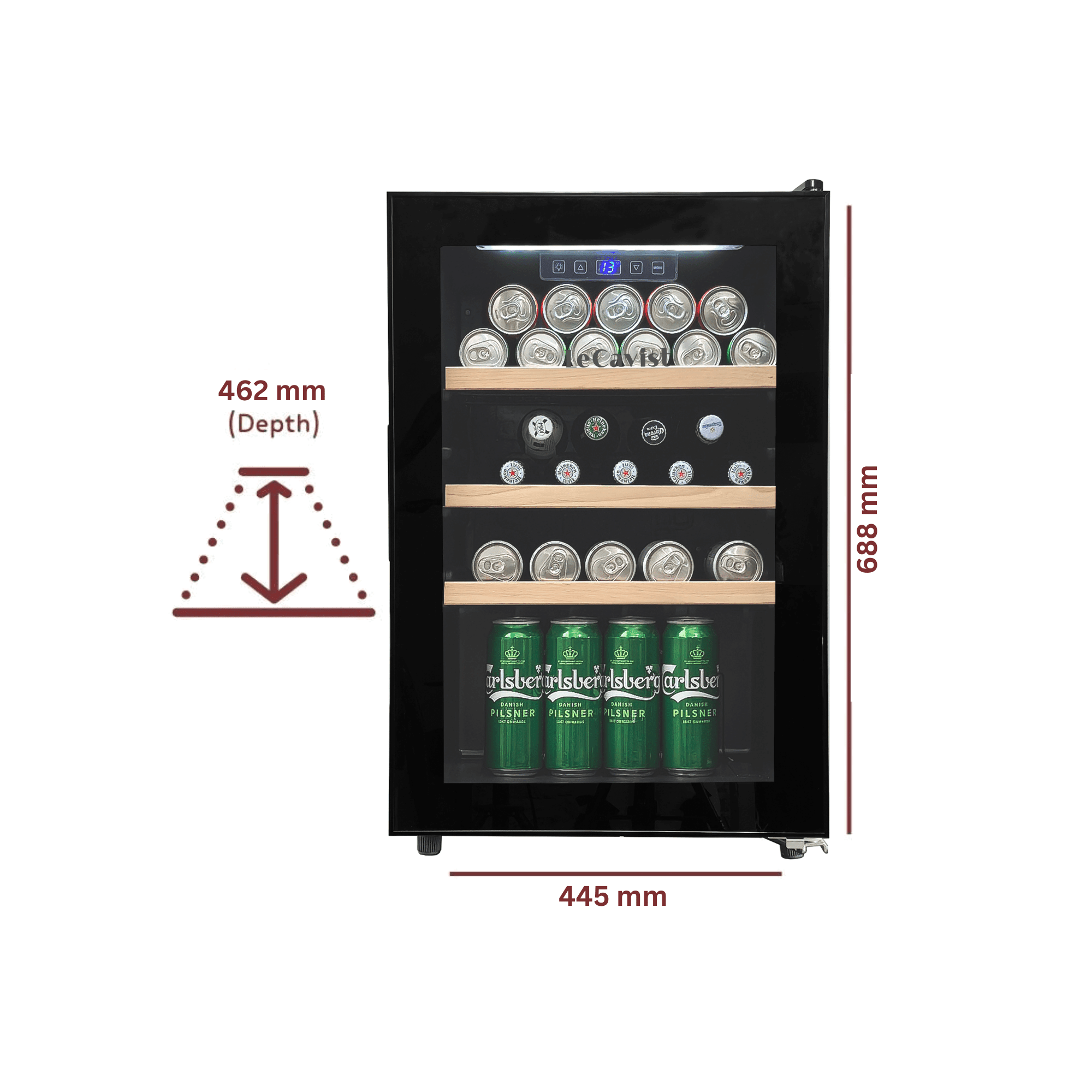 LECAVIST Beverage Fridge - 21 Bottle - Single Zone - Freestanding - Black (LEK21PV) - Freestanding - LeCavist Wine Cabinets