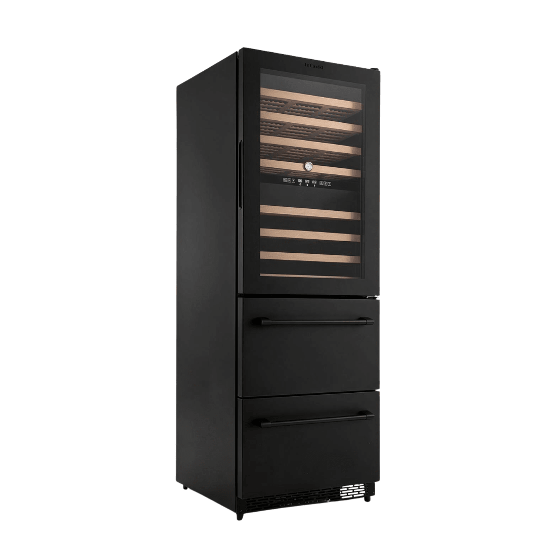 LECAVIST Wine Cabinet - 133 Bottle - Triple Zone with Beverage Drawers - Built-in - Black (LCS458VN2DP) - LeCavist NZ