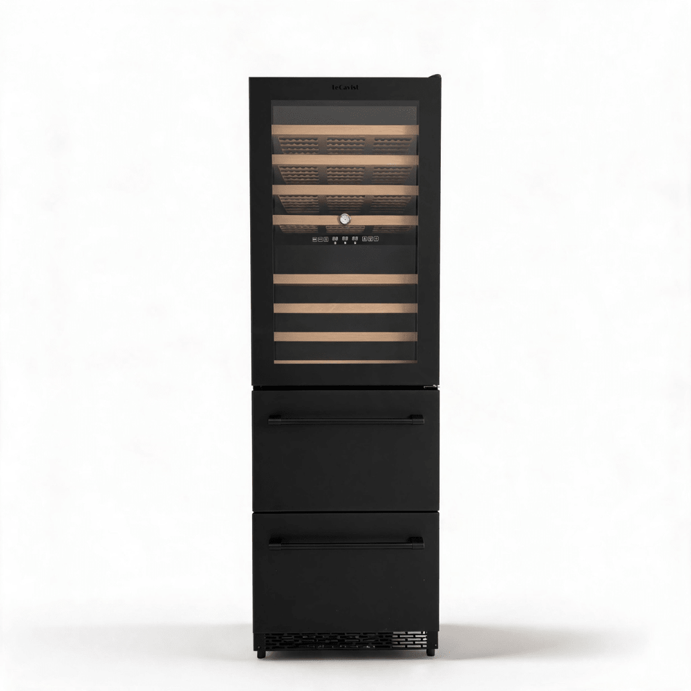 LECAVIST Wine Cabinet - 133 Bottle - Triple Zone with Beverage Drawers - Built-in - Black (LCS458VN2DP) - LeCavist NZ