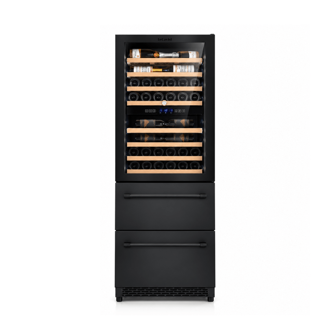 LECAVIST Wine Cabinet - 133 Bottle - Triple Zone with Beverage Drawers - Built-in - Black (LCS458VN2DP) - LeCavist NZ