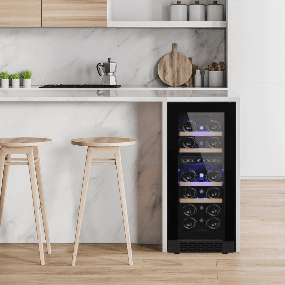 LIFESTYLE: LECAVIST Wine Cabinet - 17 Bottle - Dual Zone - Built-In - Black (LJ17VN2ZBU) - Built-In - LeCavist Wine Cabinets