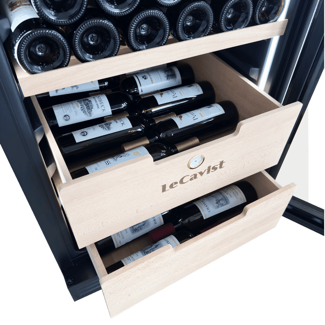 INSIDE: LECAVIST Wine Cabinet - 209 Bottle - Dual Zone - Built-In - Black (LCS210VN2ZBI) PRE-ORDER - Built-In - LeCavist Wine Cabinets