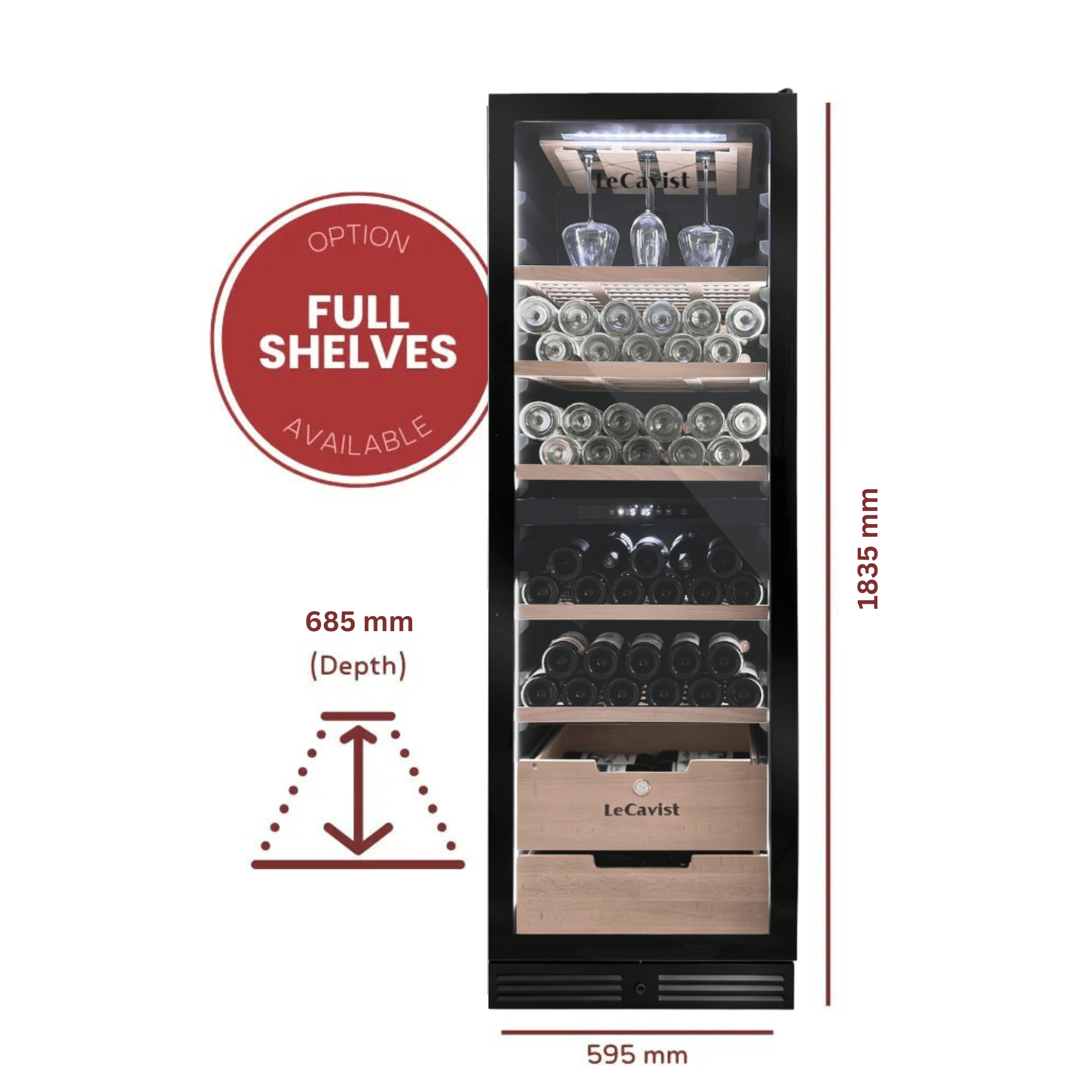 LECAVIST Wine Cabinet - 209 Bottle - Dual Zone - Built - In - Black (LCS210VN2ZBI) PRE ORDER - LeCavist NZ