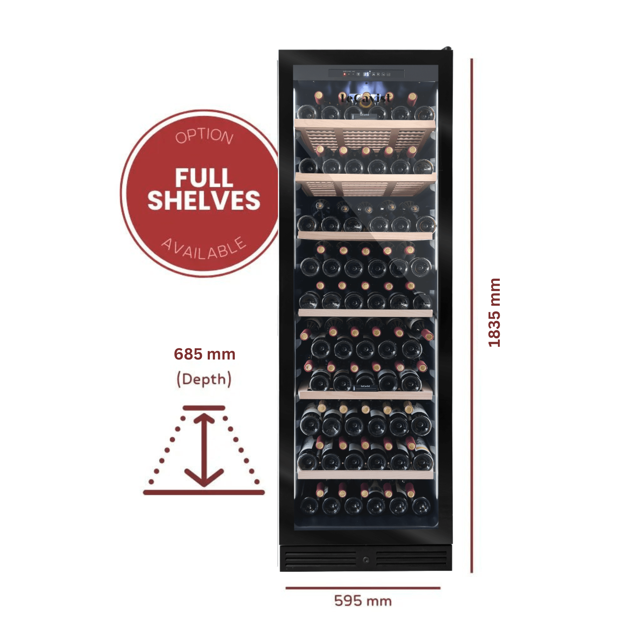 LECAVIST Wine Cabinet - 209 Bottle - Single Zone - Built - In - Black (LCS220VN1ZBI) PRE - ORDER - LeCavist NZ