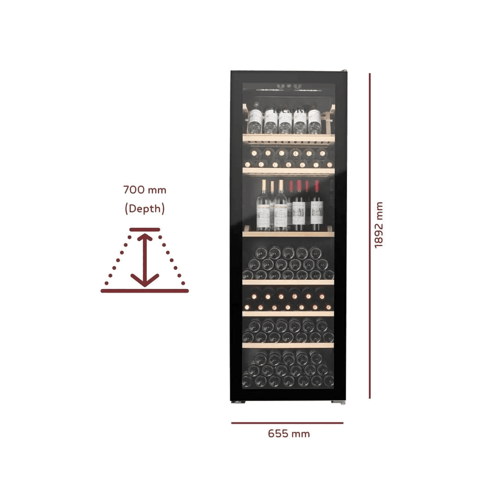 PRODUCT: LECAVIST Wine Cabinet - 294 Bottle - Single Zone - Freestanding - Black (LJ294VN) PRE-ORDER - Freestanding - LeCavist Wine Cabinets