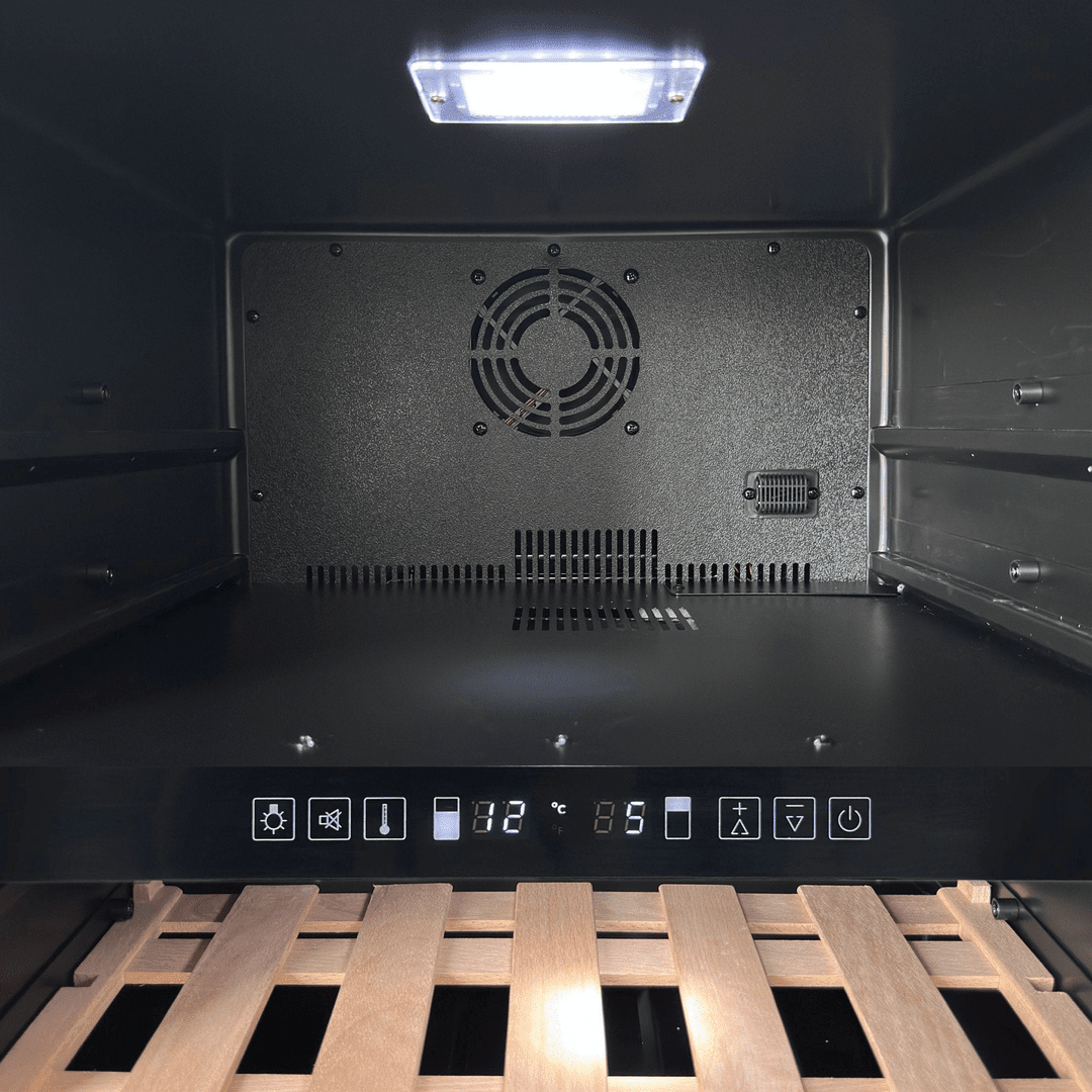 INSIDE: LECAVIST Wine Cabinet - 36 Bottle - Dual Zone - Built-In - Black (LCS36VN2ZBI) PRE-ORDER - Built-In - LeCavist Wine Cabinets