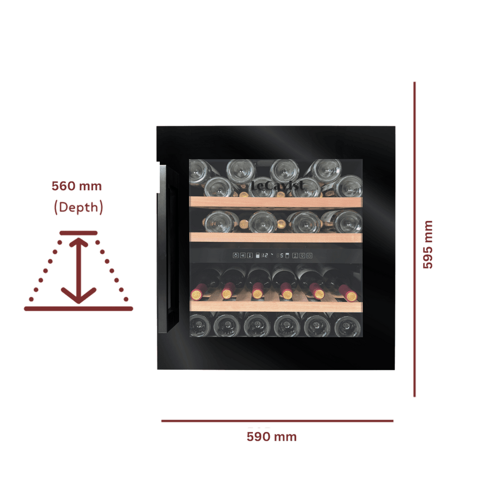 PRODUCT: LECAVIST Wine Cabinet - 36 Bottle - Dual Zone - Built-In - Black (LCS36VN2ZBI) PRE-ORDER - Built-In - LeCavist Wine Cabinets