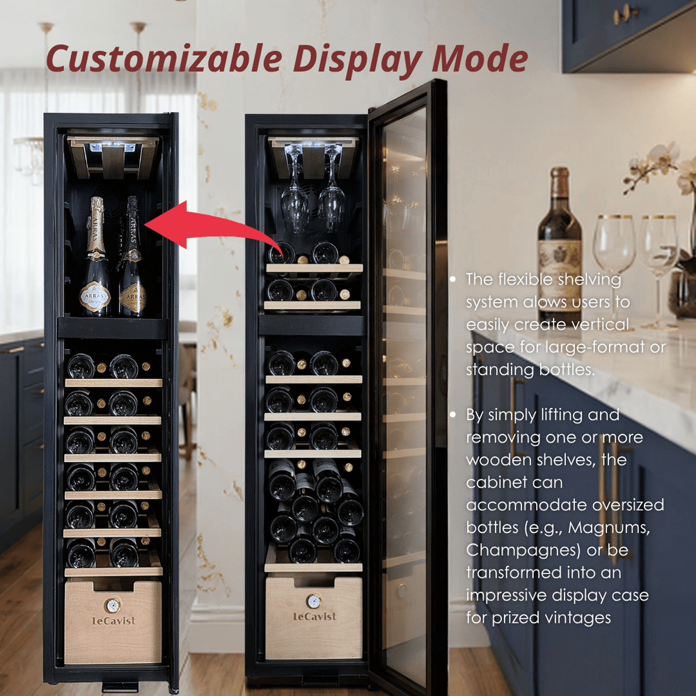LECAVIST Wine Cabinet - 68 Bottle - Dual Zone - Freestanding - Black (LCS70VN2Z) - LeCavist NZ