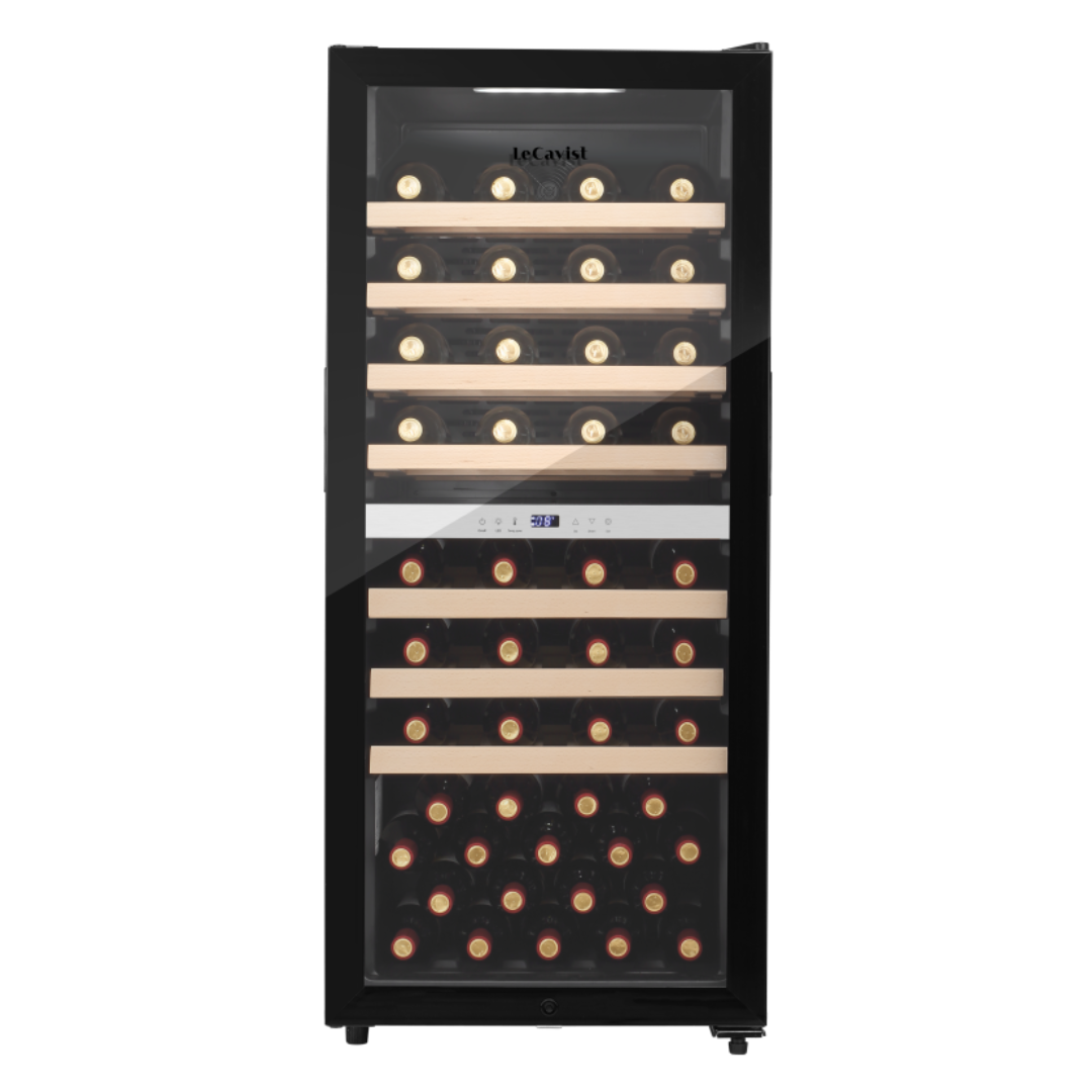 PRODUCT: LECAVIST Wine Cabinet - 77 Bottle - Dual Zone - Freestanding - Black (LEK1052ZPVFS) - Freestanding - Lecavist Wine Cabinets