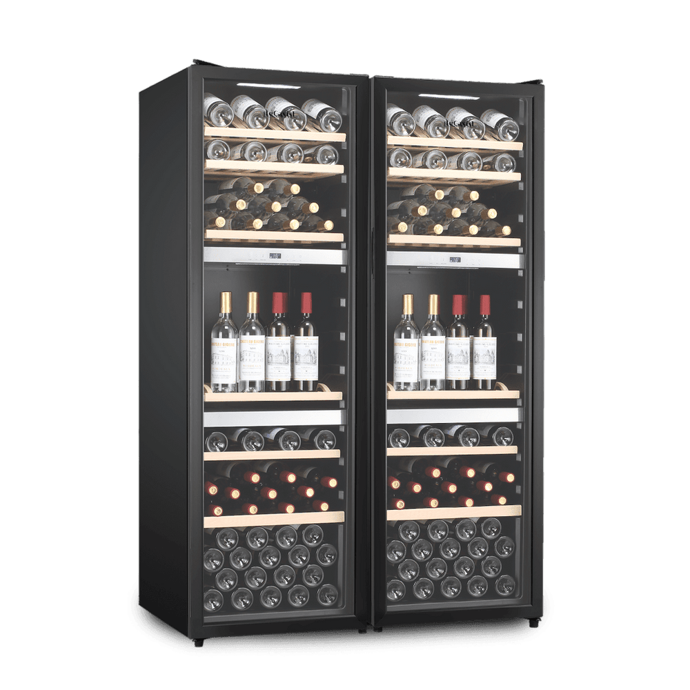 PRODUCT: LECAVIST Wine Cabinet Duo - 280 Bottle (2 x 140) - Triple Zone - Freestanding - Black (LEK1403ZPVX2) - Freestanding - LeCavist Wine Cabinets