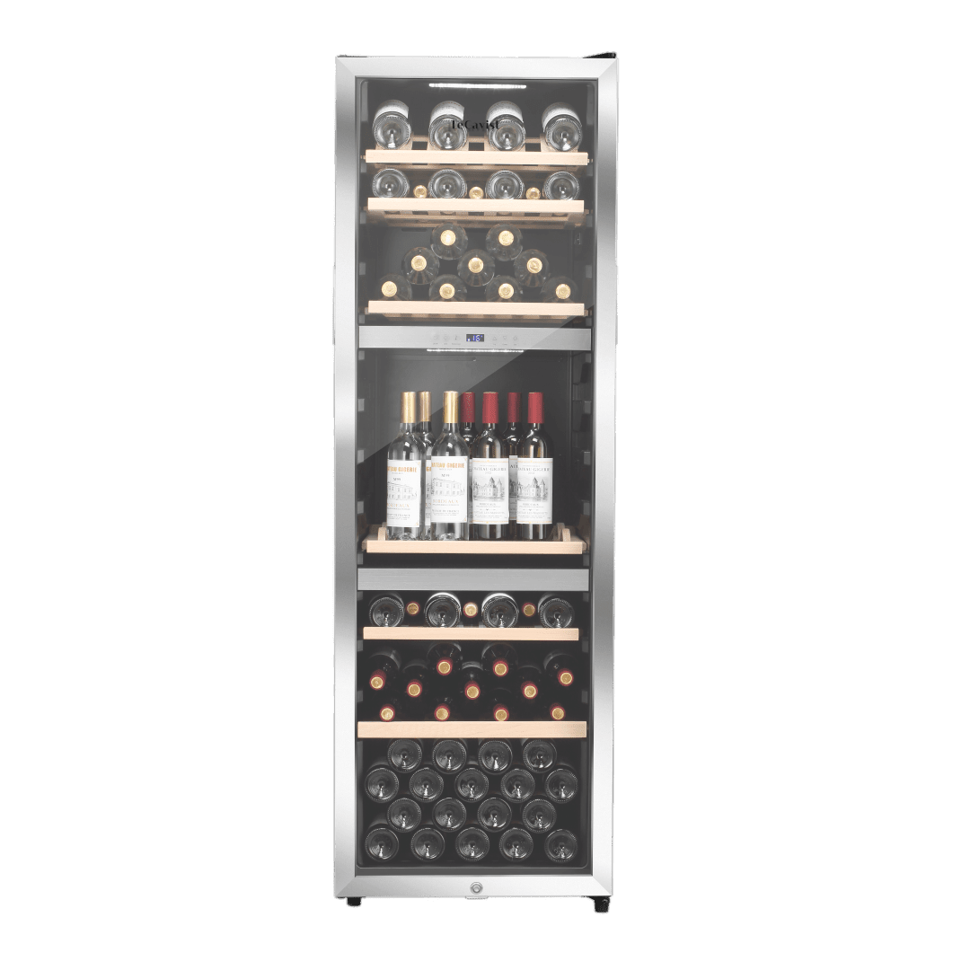 PRODUCT: LECAVIST Wine Cabinet Duo- 280 Bottle (2 x 140) - Triple Zone - Freestanding - Stainless Steel (LEK1403ZPVXX2) - Freestanding - LeCavist Wine Cabinets