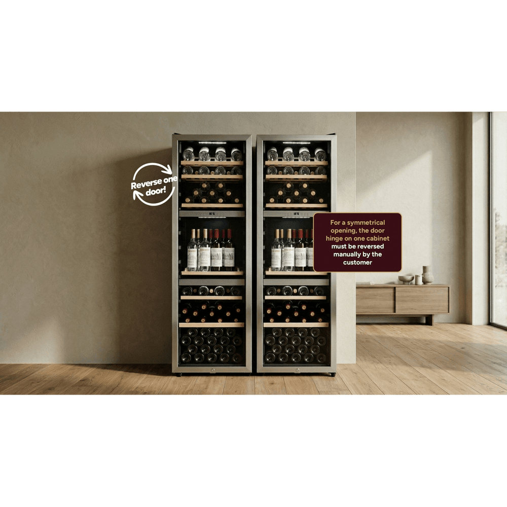 LIFESTYLE: LECAVIST Wine Cabinet Duo- 280 Bottle (2 x 140) - Triple Zone - Freestanding - Stainless Steel (LEK1403ZPVXX2) - Freestanding - LeCavist Wine Cabinets