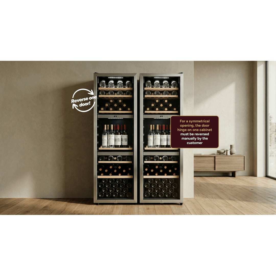 LIFESTYLE: LECAVIST Wine Cabinet Duo- 280 Bottle (2 x 140) - Triple Zone - Freestanding - Stainless Steel (LEK1403ZPVXX2) - Freestanding - LeCavist Wine Cabinets