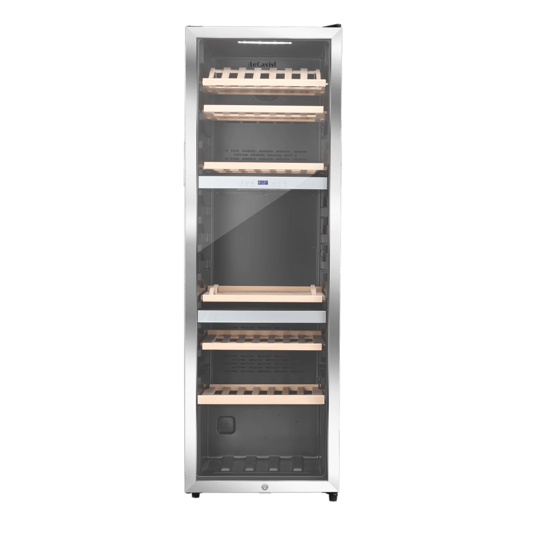 PRODUCT: LECAVIST Wine Cabinet Duo- 280 Bottle (2 x 140) - Triple Zone - Freestanding - Stainless Steel (LEK1403ZPVXX2) - Freestanding - LeCavist Wine Cabinets