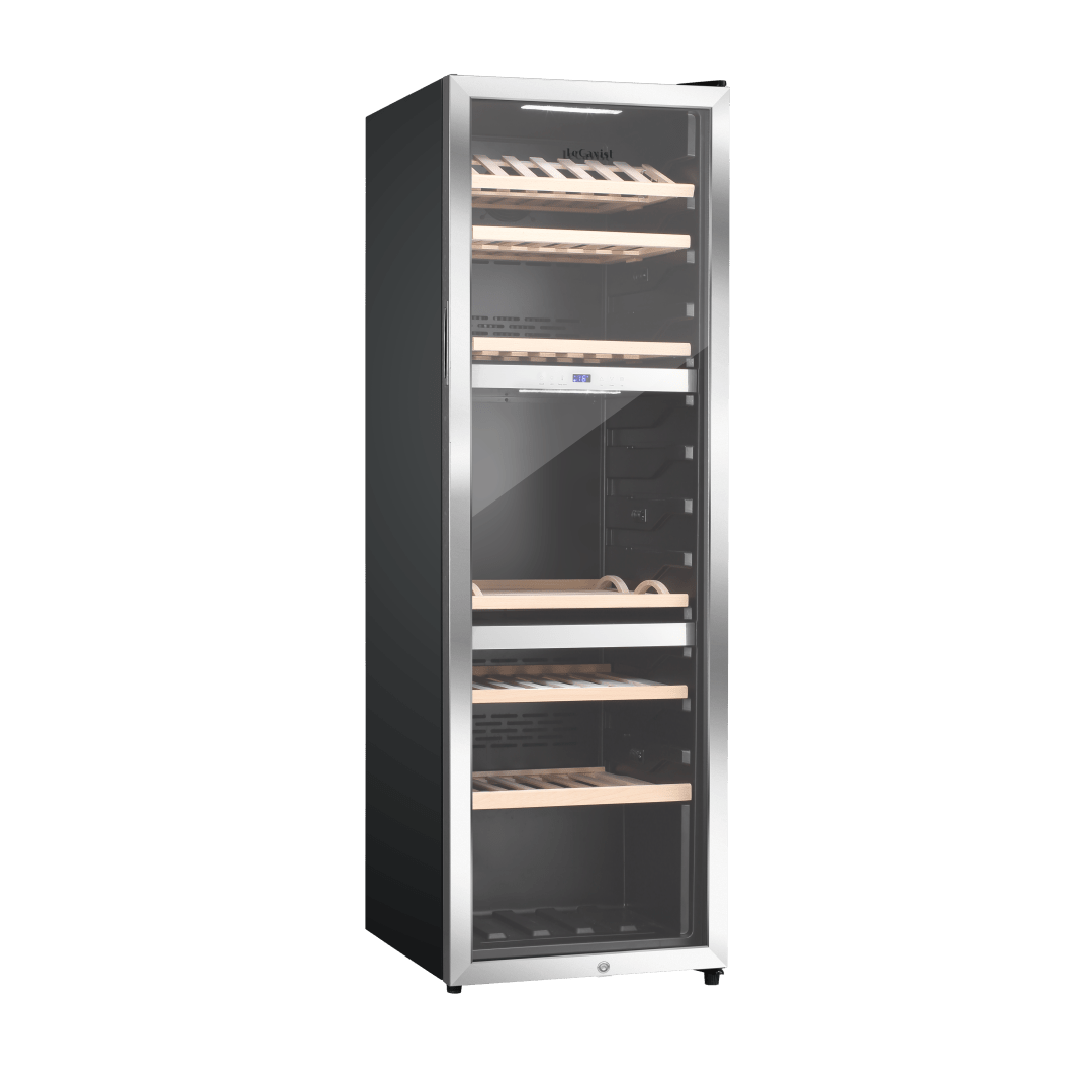 LECAVIST Wine Cabinet Duo - 280 Bottle (2 x 140) - Triple Zone - Freestanding - Stainless Steel (LEK1403ZPVXX2) - LeCavist NZ