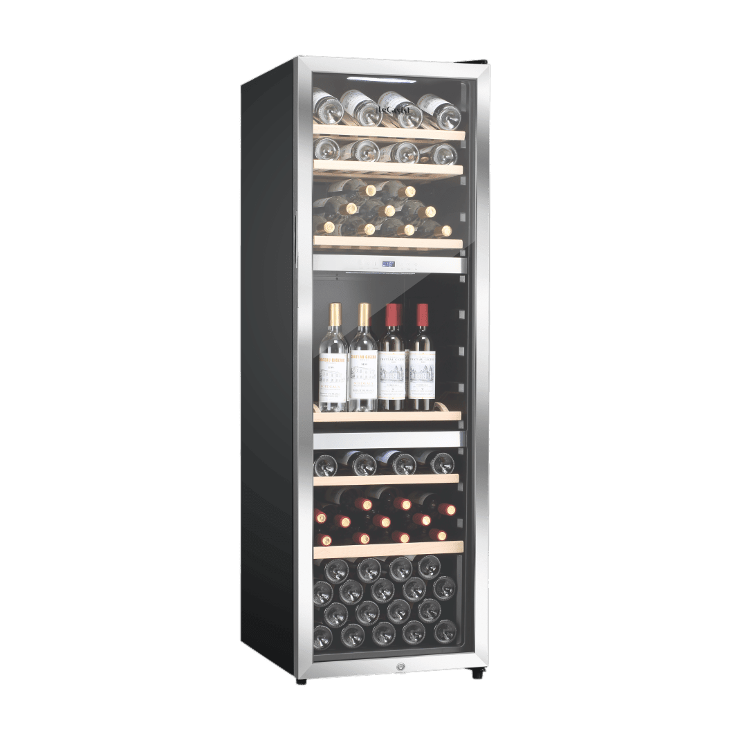 PRODUCT: LECAVIST Wine Cabinet Duo- 280 Bottle (2 x 140) - Triple Zone - Freestanding - Stainless Steel (LEK1403ZPVXX2) - Freestanding - LeCavist Wine Cabinets