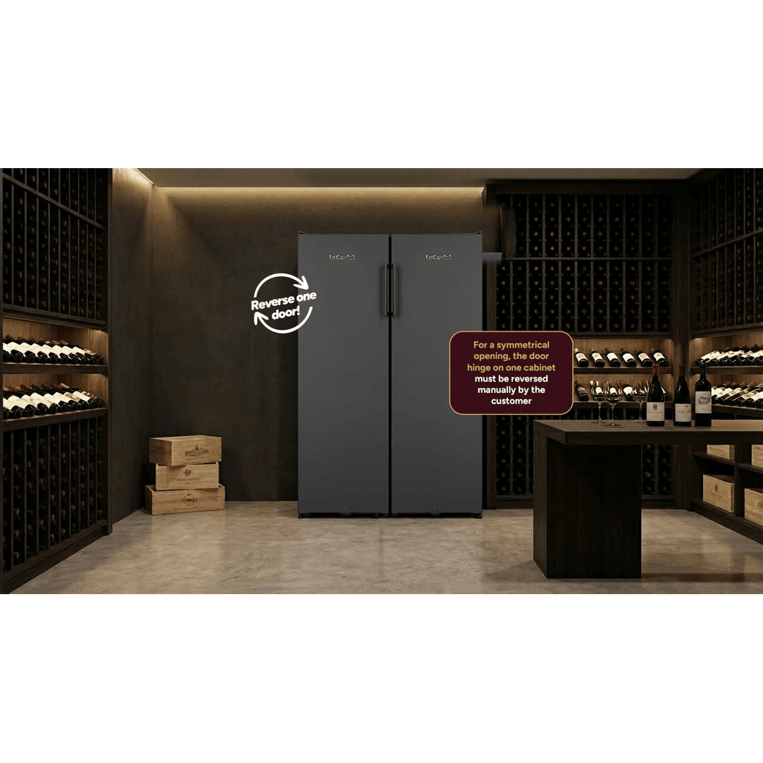 LIFESTYLE: LECAVIST Wine Cabinet Duo – 336 Bottle (2 x 168)- Single Zone– Freestanding – Black (LKV168PNDXX2) - Freestanding - LeCavist Wine Cabinets